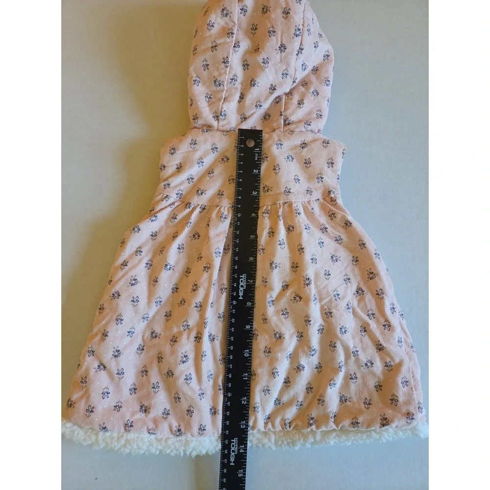 Aspen Kids Pink Floral Corduroy Hooded Vest Girls Sz 24M Sherpa Fleece Bear Ears